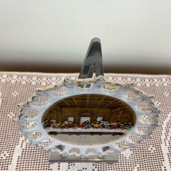 Vintage The Last Super Religious scene on circular wall plate |ESD JAPAN-NE6045 - Picture 3 of 8